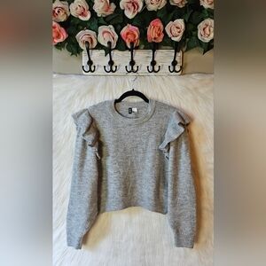 H&M Divided Grey Day Ultra Soft Ruffle Knit Sweater